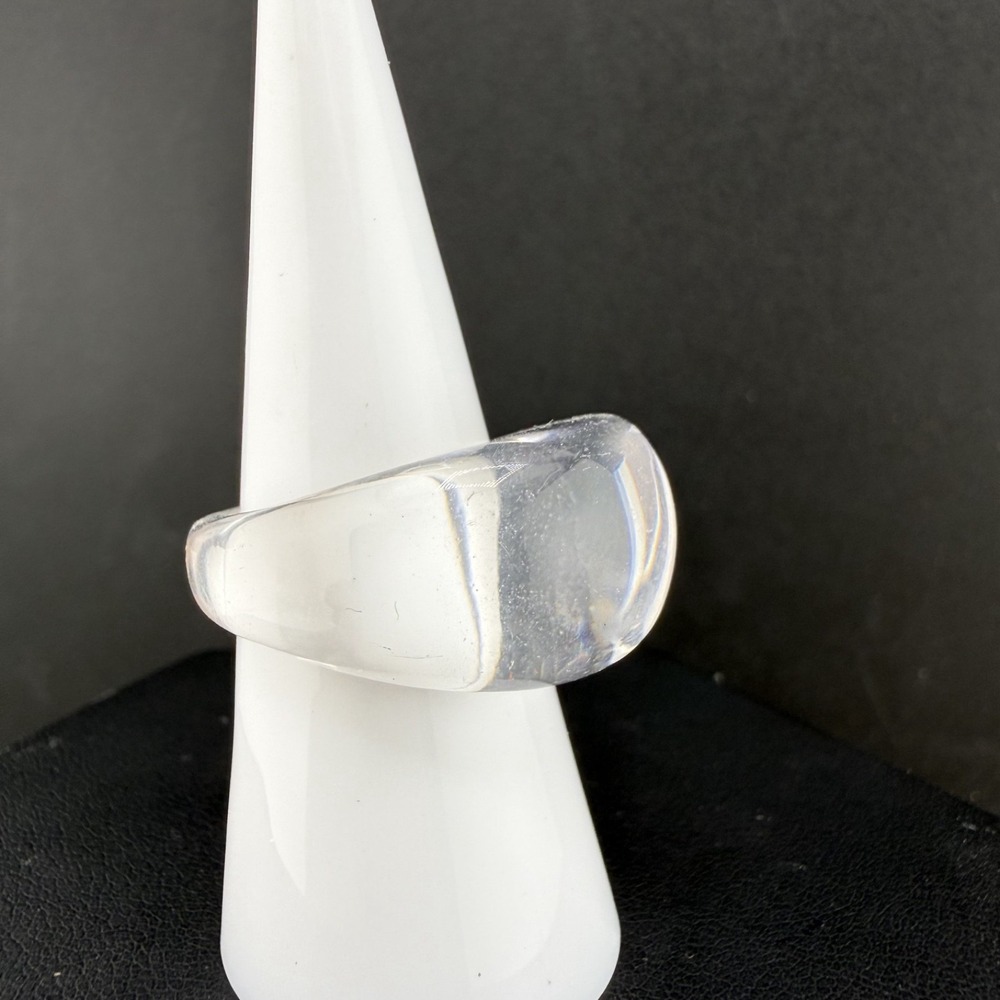 Vintage Estate Ring Clear Acrylic Chunky Dome Size 7